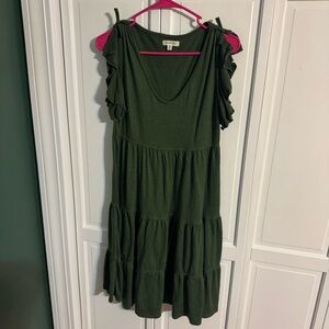 Max Studio Olive Green Textured Top